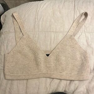 EUC Le Ore Lodi Rib Knit Bralette sweater bra top beige size M